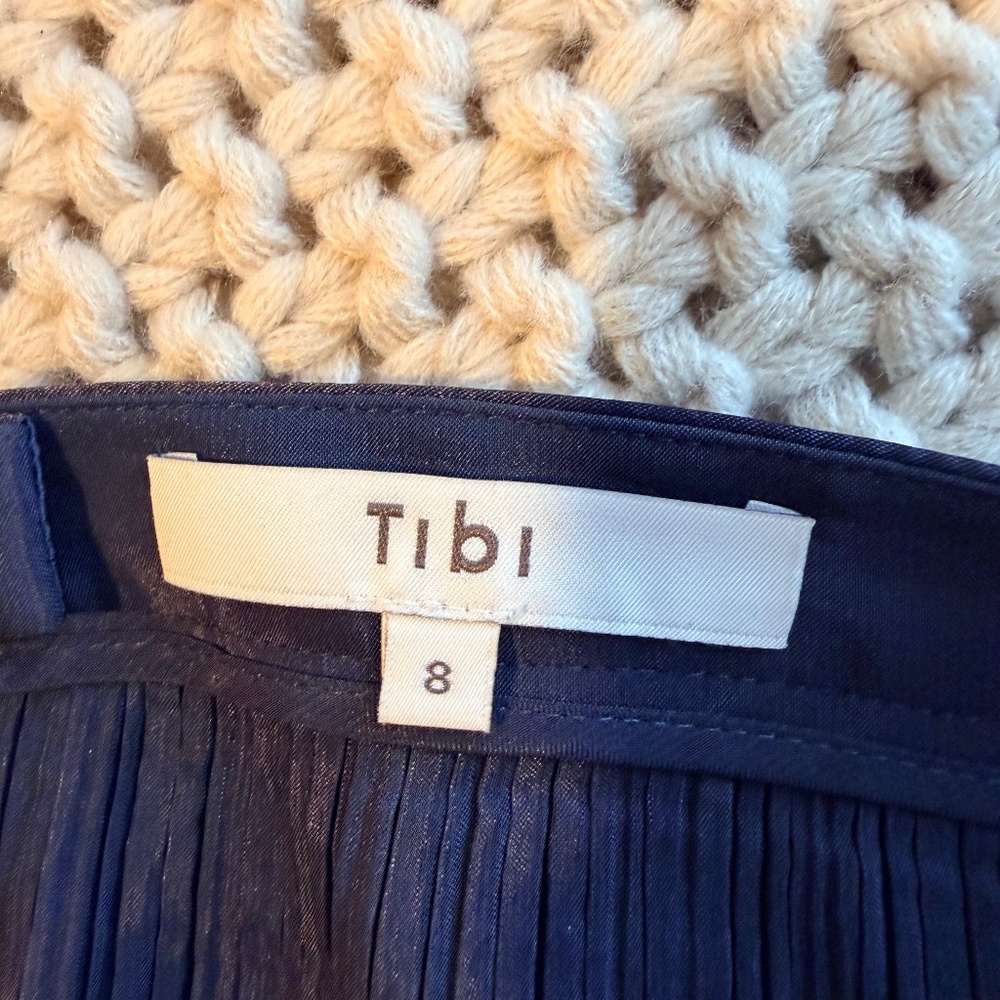 Tibi Navy Blue Pleated Skirt Size 8 - Picture 9 of 11